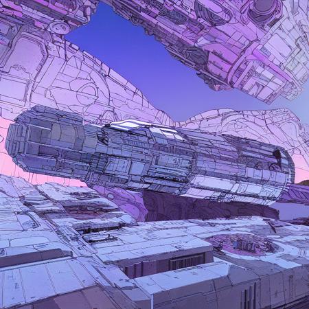 01108-2482447877-ComplexLA style matte painting of a ((spaceship)) flying over an futuristic alien city, turbulent purple sky clouds, very detail.png